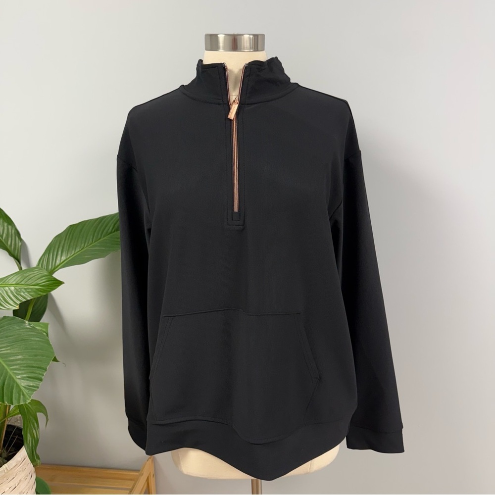 NWT Skechers Go Walk Luxe Ribbed 1/4 Zip Pullover Womens 3X Black Mock Neck